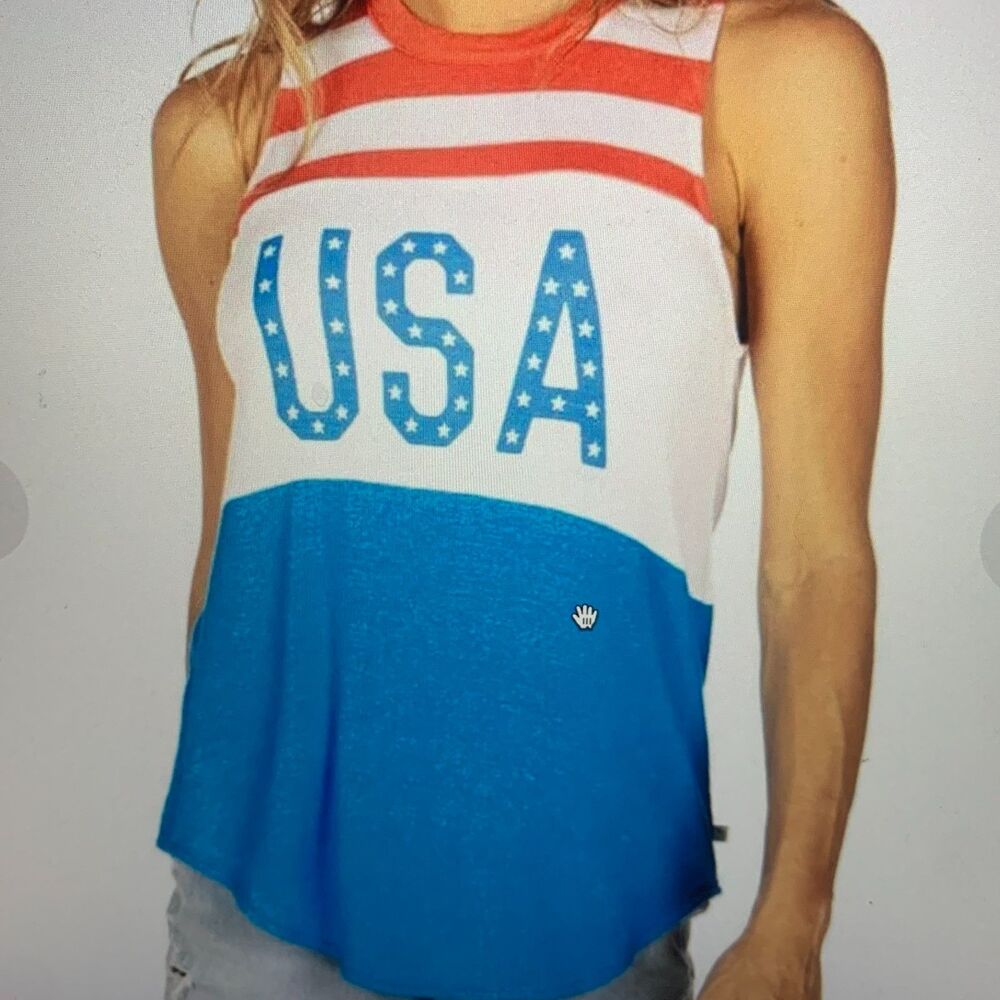 WOMEN'S Tipsyelves LAND THAT I LOVE TANK TOP size XL, summer shirt 4th of july